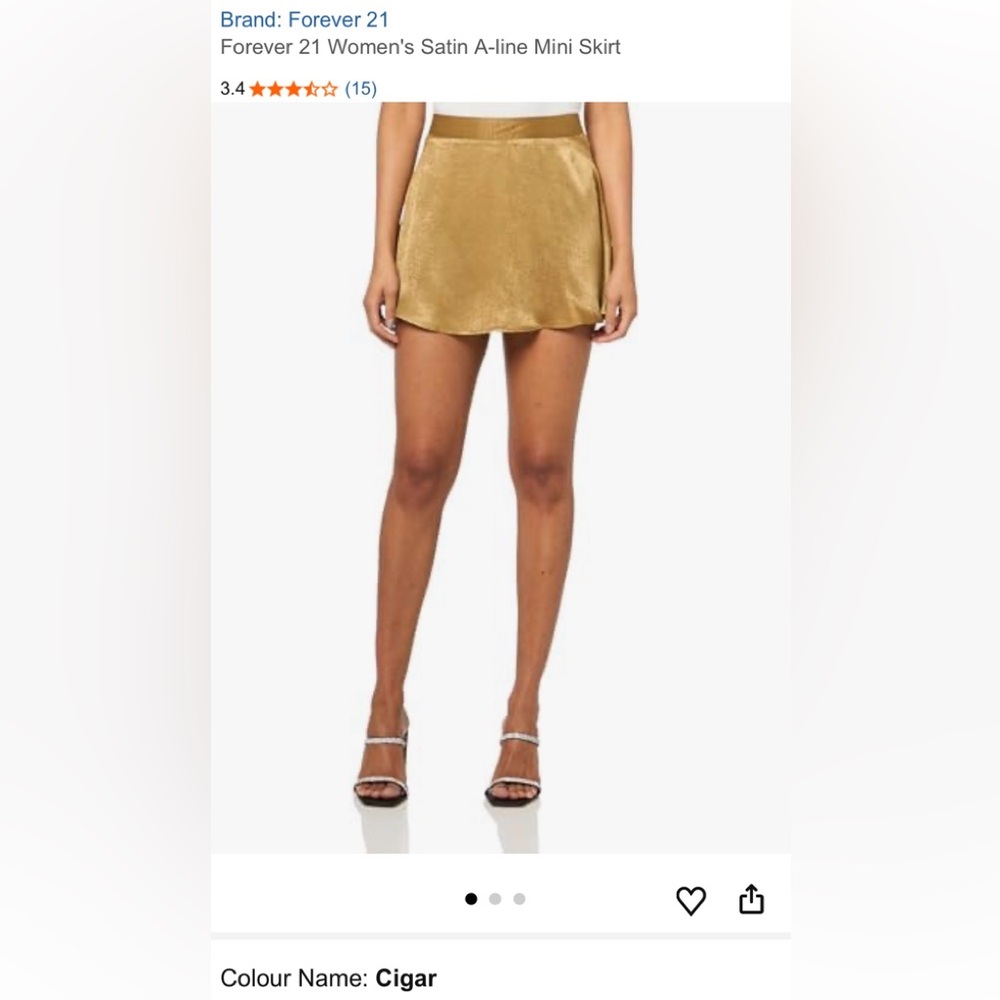 5/$30 Forever 21 Women's Gold Satin A-Line Mini Skirt Concealed Zipper M NWT